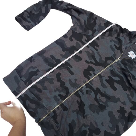 Sundry Camo Zip Up Hoodie Light Dark Grey Print Size 2 Medium Sweatshirt Comfy - Picture 9 of 15